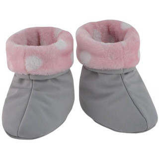 Capáčky softshell s chlupem Šedá růžové puntíky