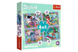 Puzzle 4v1 Bláznivý den Lilo&Stitch Trefl