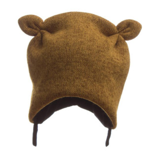 Čepice dětská zimní rohatá svetrovina MKcool Hořčicová