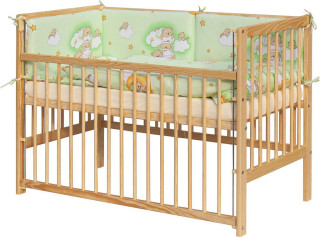 Dětská postýlka s kompletní výbavou 120 x 60 cm, mráček zelená Scarlett