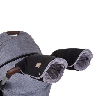 Rukavice na kočár pár černé/šedé Little Angel