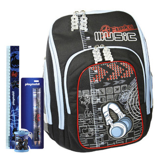 Školní batoh Cool Cherry set - 4dílná sada - Funky Music + školní pomůcky