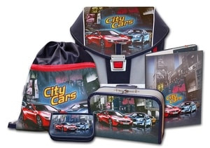 Školní aktovkový set ERGO ONE City Cars 5-dílný Emipo