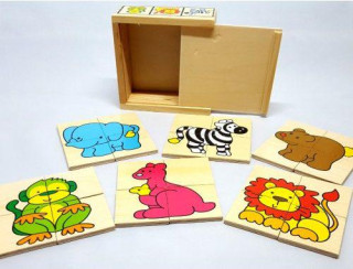Puzzle dřevěné zvířátka pro nejmenší 12m+ ZOO