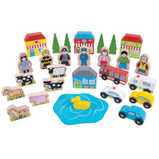 Velká sada příslušenství dřevěné vláčkodráhy Bigjigs Rail
