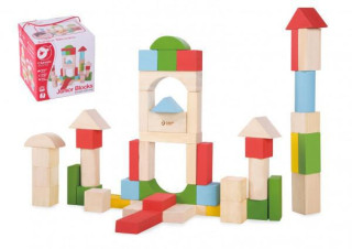 Kostky stavebnice dřevo 50 ks v krabici 12m+