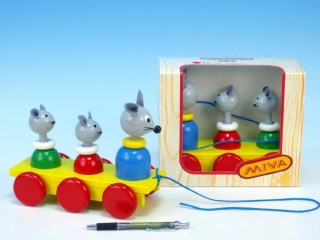 Tři myšky tahací barevné dřevěné 12m+
