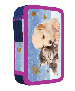 Penál 3 patrový prázdný mazlíčci