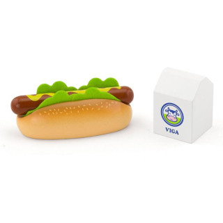 Dřevěná sada hotdog a mléko Viga