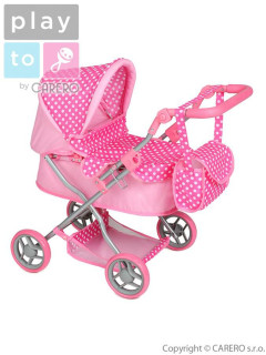 Hluboký kočárek pro panenky PlayTo Viola světle růžový