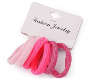 Sada gumiček do vlasů s lurexem 6 ks Růžové