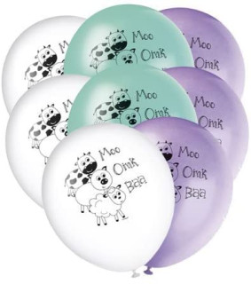 Balónek pastel 30 cm potisk "Farma", 8 ks