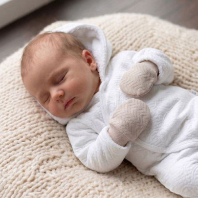 Rukavičky pro novorozence bavlněné Vlnky Béžové Vel. 1 Baby service