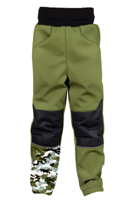 Softshellové kalhoty dětské Maskáč khaki Wamu