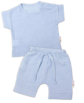 2-dílná mušelínová soupravička, tričko + kraťásky Boy světle modrá vel. 56 Baby Nellys
