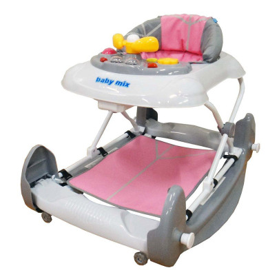 Dětské chodítko s houpačkou a silikonovými kolečky Baby Mix pink