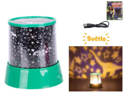 Dinoworld lampička/projektor 12 cm 360° na baterie, se světlem měnící barvu