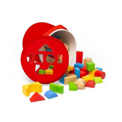 První dřevěné kostky a vkládačka v bubínku Bigjigs Toys 