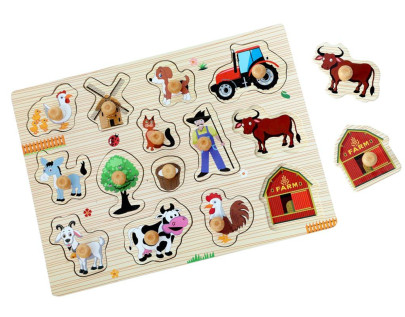 Dřevěné puzzle Farma 14 dílků 2Kids Toys
