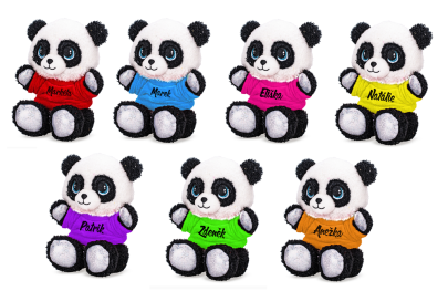 Panda plyšová 17 cm v tričku s potiskem sedící 0 m+