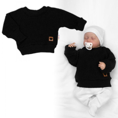 Rostoucí oversize pletený svetřík pro miminko černý Baby Nellys