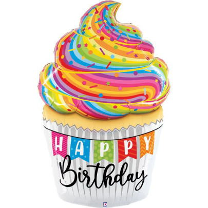 Cupcake "Happy Birthday" 56"/142 cm fóliový balónek