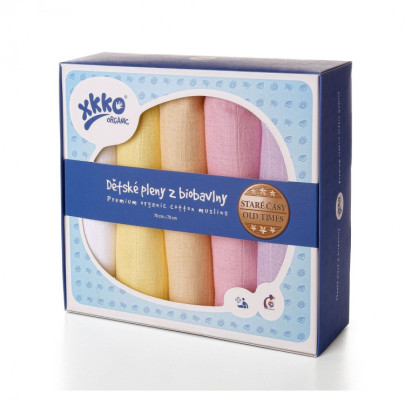 Biobavlněné dětské pleny XKKO Staré časy 70x70 - Pastels - pro holky - 5ks