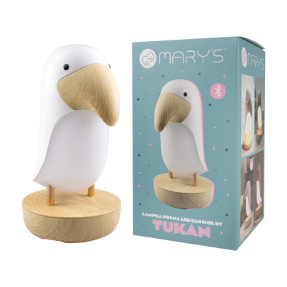 LED noční lampička a Bluetooth reproduktor 2v1 - tukan, bílá Mary's