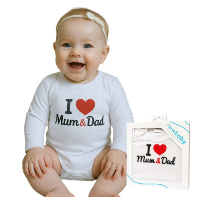 Body s potiskem New Baby I Love Mum and Dad - dárkové balení 