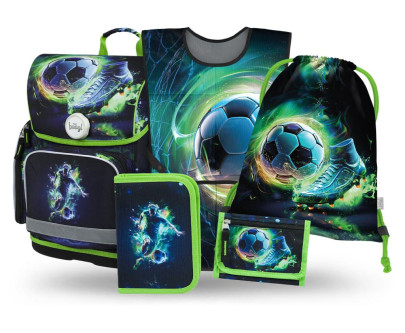 Set 5 Ergo Fotbal Hráč: aktovka, penál, sáček, zástěra, peněženka Baagl