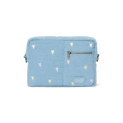 Denim Organizer na kočárek Light Blue Hearts Studio Noos