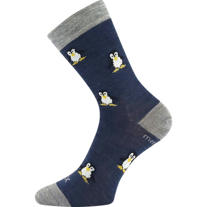 Ponožky dětské slabé z merino Penguinik s ionty stříbra jeans VoXX