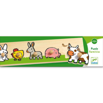 Djeco Jednoduché vkladací puzzle s úchytky domací zvířata