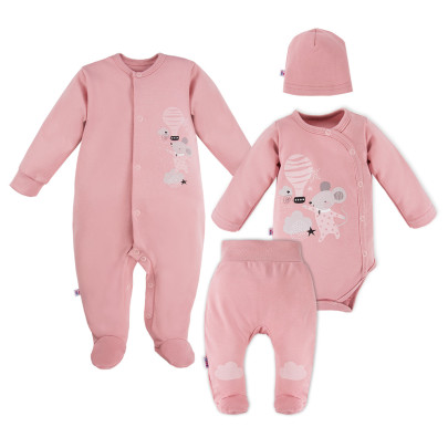 Kojenecký set do porodnice Mellow 4dílný růžový Eevi