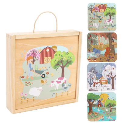 Puzzle v dřevěné krabici Čtyři roční období 2Kids Toys 