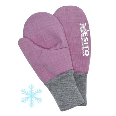 Zimní palcové rukavice softshell s beránkem antique pink Esito
