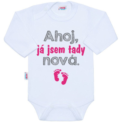 Body s potiskem New Baby Ahoj, já jsem tady nová - dárkové balení