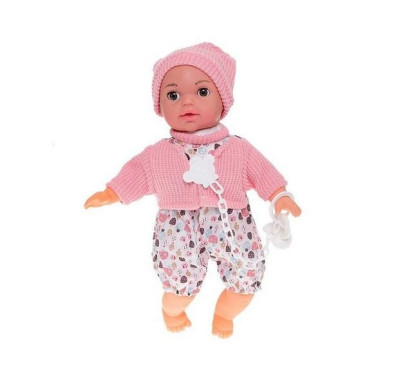 Miminko 30 cm mrkací měkké tělo na baterie 12 zvuků s dudlíkem