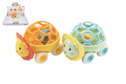 Chrastítko autíčko zvířátko plast 14 cm