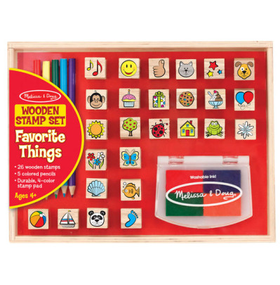 Dřevěná sada razítek s pastelkami 32 ks Melissa & Doug 