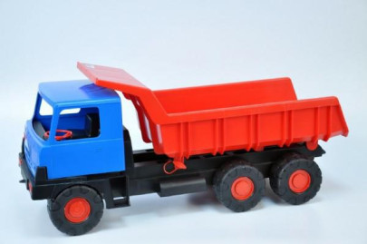 Auto nákladní korba červená kabina modrá plast 75cm