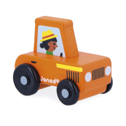 Dřevěné auto na tlačení Cross roads Janod Traktor červený
