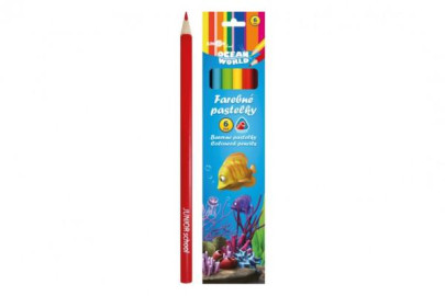 Pastelky barevné dřevo Ocean World trojhranné 6 ks 