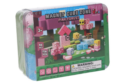 Stavebnice Magnet Cube Zone Pink Forest 48 dílků
