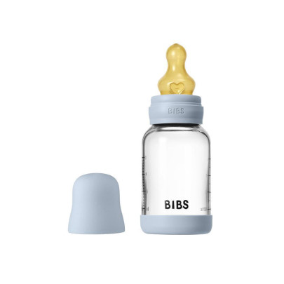 Antikoliková skleněná láhev s kaučukovým dudlíkem 120 ml Bibs