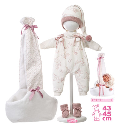 Obleček pro panenku New Born velikosti 40-42 cm s nosítkem přes rameno Llorens
