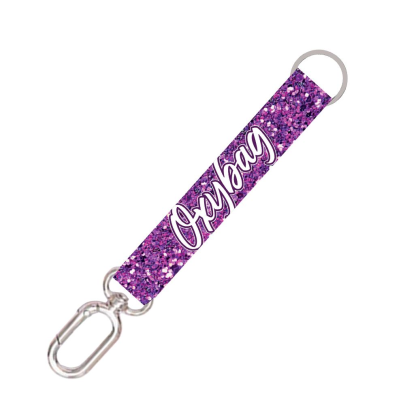Krátká klíčenka s karabinkou Purple glitter OxyBag