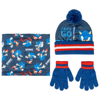 Sada čepice rukavice a nákrčník Sonic