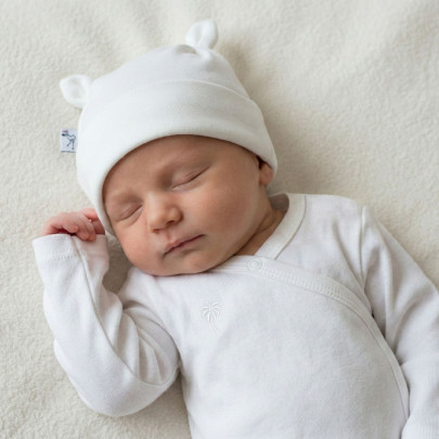 Kojenecká nasazovací bavlněná čepice s oušky Bílá Babyservice