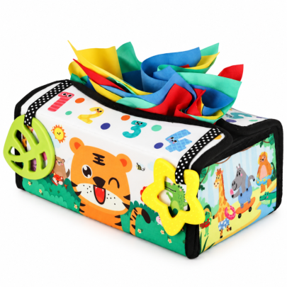 Montessori sensorická krabička s šátky 2 v 1 Tulimi